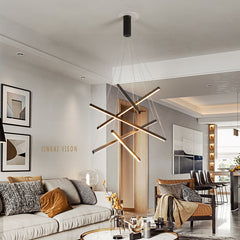 HEIKESZ 110V cross-border duplex staircase chandelier simple modern villa empty living room minimalist creative long line lighting Attic ceiling chandelier stairs led line light living room dining room nordic chandelier modern hanging chandelier