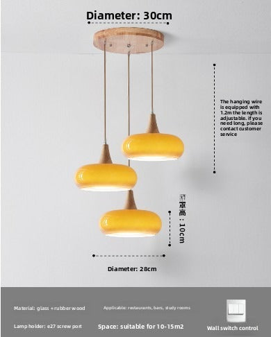 HEIKESZ Nordic creative persimmon chandelier retro Japanese Bauhaus restaurant bar chandelier simple study bedroom hanging lamp light fixtures for celling lights