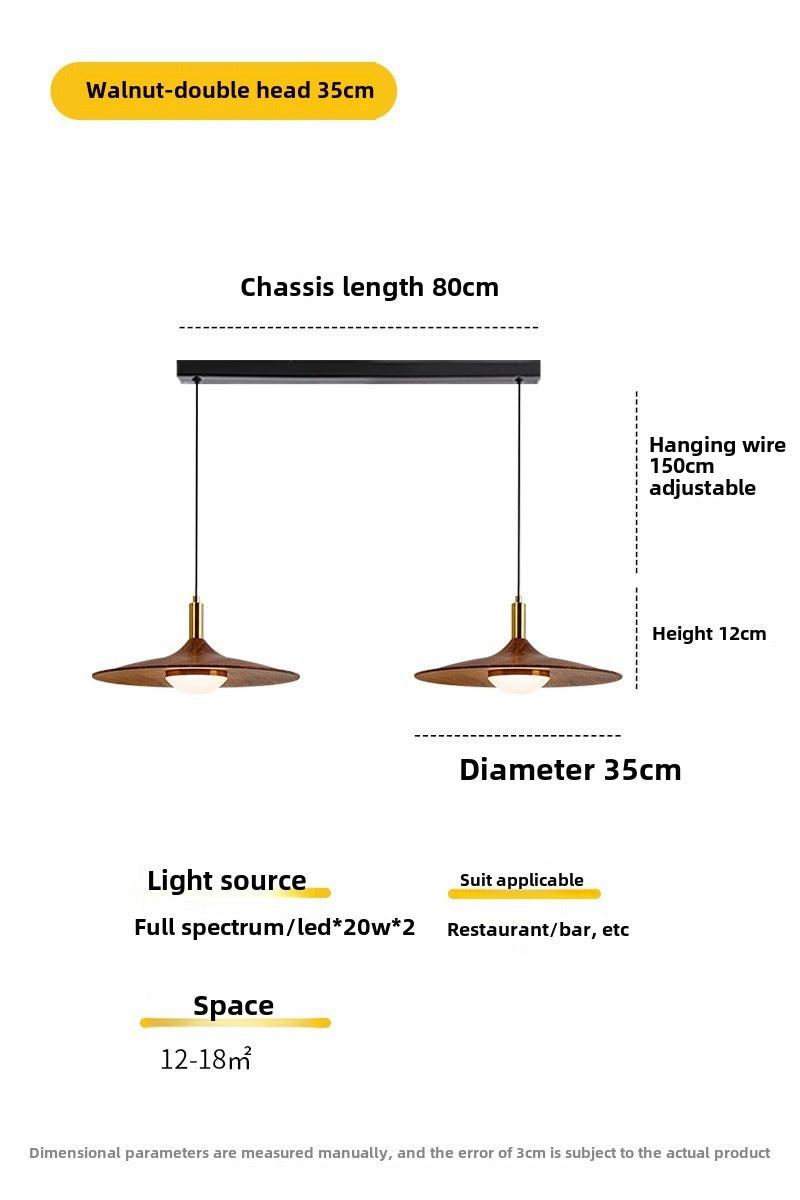 HEIKESZ Chinese antique restaurant chandelier retro flying saucer light bar counter Japanese wabi-sabi walnut color sleeping tea room dining table three-head lamp light fixtures for celling light