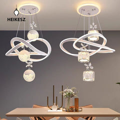 HEIKESZ Modern Creative Luxury Crystal Chandelier LED Ceiling Light for Dining Room Bedroom Living Room Zhongshan Lighting