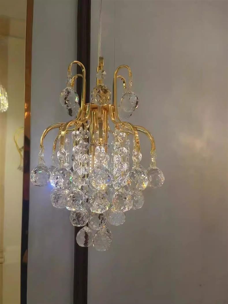 HEIKESZ French light luxury crystal small chandelier fruitful modern simplicity high sense porch aisle bedroom bedside lamp light fixtures for celling light