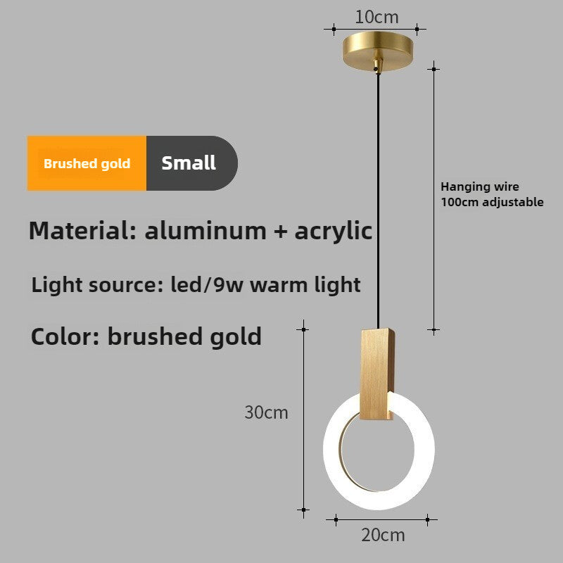 HEIKESZ Nordic bedside small chandelier light luxury simple modern personality creative bar counter bedroom background wall Led ring chandelier lamp light fixtures for celling light