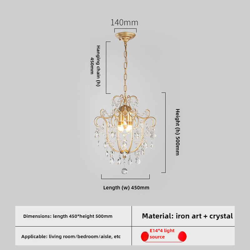 HEIKESZ Vintage American Crystal Pendant Light French Style Mid Century Modern Chandelier for Dining Room Corridor Balcony Living Room Bedroom Luxury Lighting