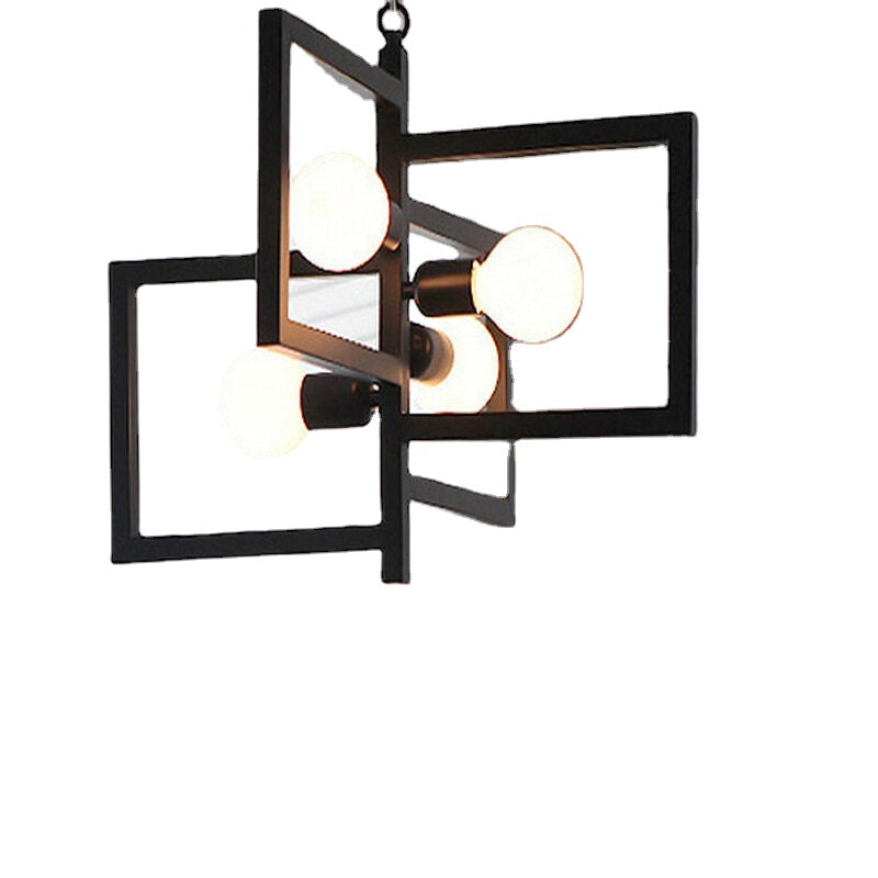 HEIKESZ Korean LOFT Industrial Style Square Tube Chandelier Personalized Dining Room Iron Droplight Creative Living Room Art Chandelier american style retro outdoor indoor retro bedroom lamp american-style Industrial wind