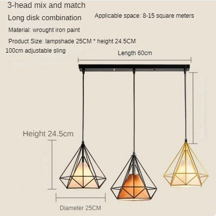 HEIKESZ Nordic Style Restaurant Chandelier Modern Minimalist Restaurant Dining Table Leisure Bar Creative Coffee Tea Shop Diamond Chandelier LED Light for Bedroom Night Aesthetic Room Lamp
