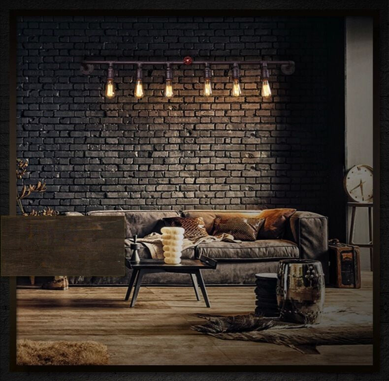 HEIKESZ Retro Industrial Iron Bedside Wall Lamp American Country Wall Water Pipe Lamp Hotel Creative Wall Lamp american style retro outdoor indoor retro bedroom lamp american-style Industrial wind