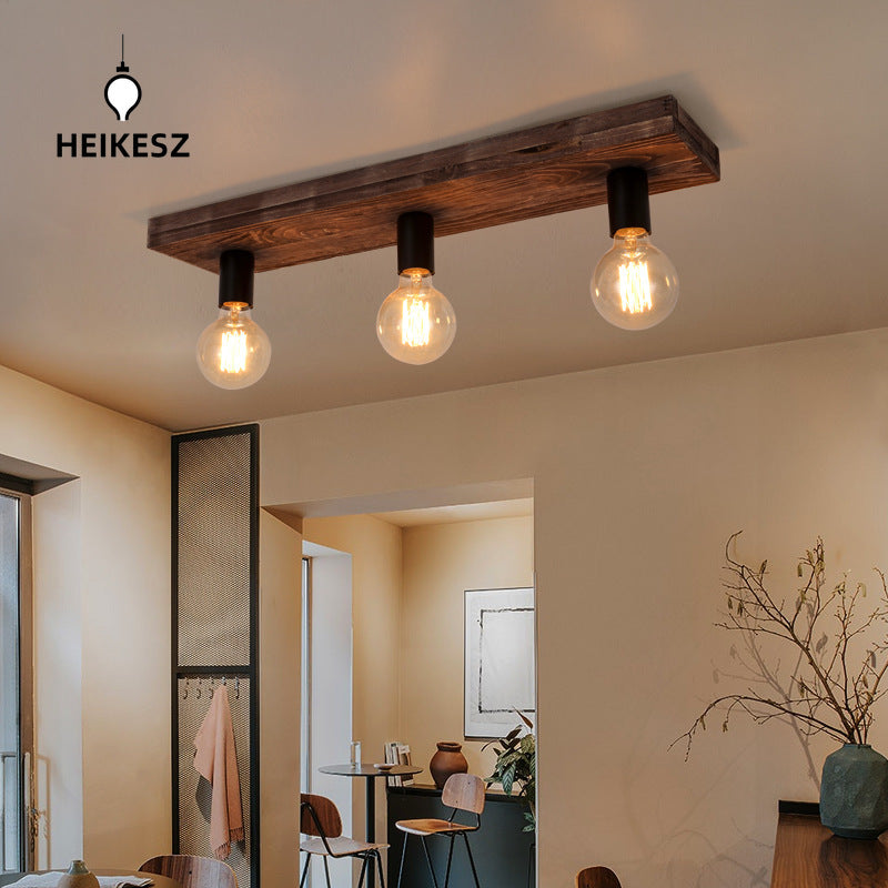 HEIKESZ Retro Creative Wood Art Distressed Solid Wood Ceiling Light Dining Room/Living Room Aisle Corridor Coffee Shop Tavern Cross-Border Lamps LED Light for Bedroom Night Aesthetic Room Lamp