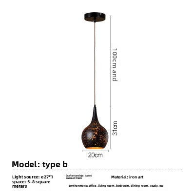 HEIKESZ Nordic Loft Retro Vintage Cafe Bar Pendant Light Wrought Iron Single Head Industrial Rustic Ceiling Lamp for Restaurant