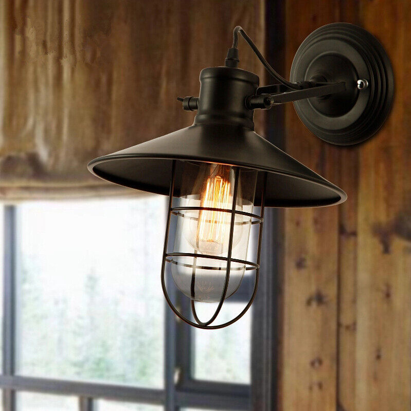 HEIKESZ American Industrial Retro Wall Lamp Creative Personality Coffee Shop Restaurant Balcony Hallway Iron Bird Cage Lamp american style retro outdoor indoor retro bedroom lamp american-style Industrial wind
