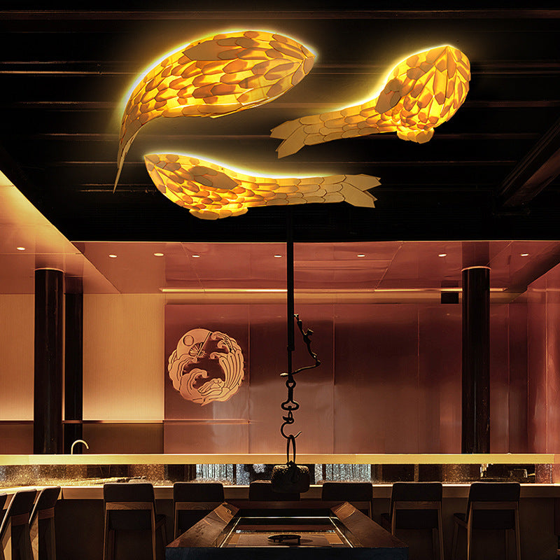 HEIKESZ Fish wall lamp Japanese club decorative carp lamp Chinese dining restaurant wall lamp retro art decorative wall lamp light fixtures for celling lights