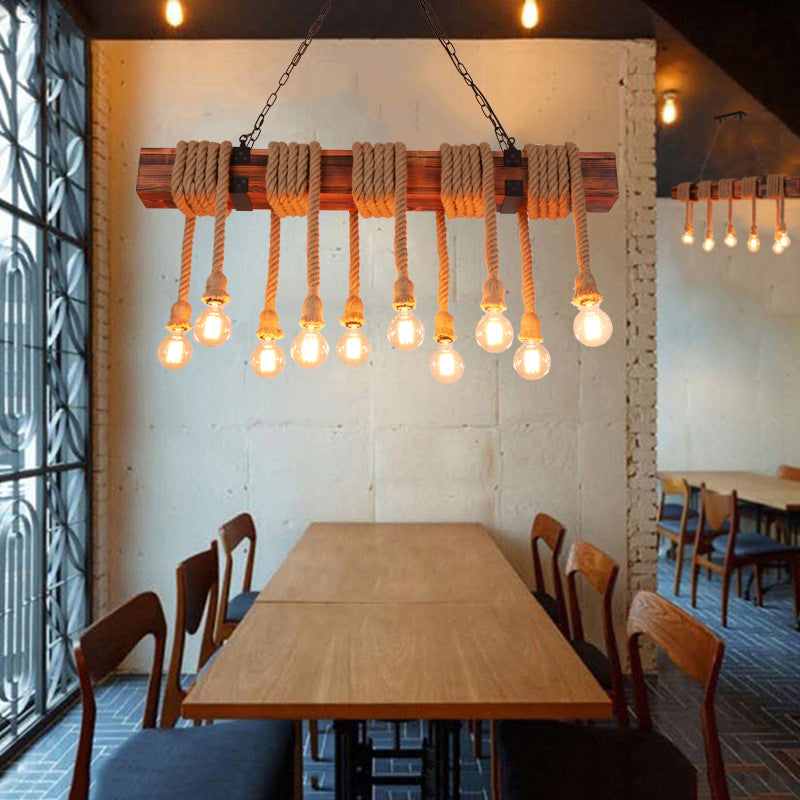 HEIKESZ American Retro Industrial Style Chandelier Creative Solid Wood Light Bar Restaurant Coffee Shop B & B Living Room Tea Room Light LED Light for Bedroom Night Aesthetic Room Lamp