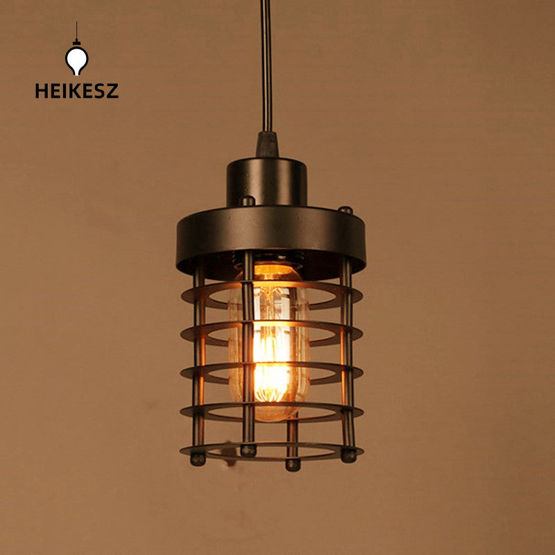 HEIKESZ Retro Industrial Style Chandelier American Loft Restaurant Coffee Shop Creative Wrought Iron Cage Bar Aisle Hallway Chandelier LED Light for Bedroom Night Aesthetic Room Lamp