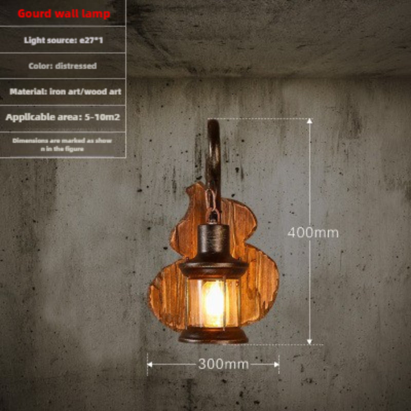 HEIKESZ American retro boat wood wall lamp restaurant shop lamp loft industrial style creative bar counter aisle nostalgic lamp