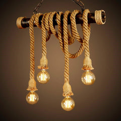 HEIKESZ American Retro Rope Pendant Lamp LOFT Industrial Wind Creative Water Pipe Light Restaurant Restaurant Dining Table Cafe Bar Lamp LED Light for Bedroom Night Aesthetic Room Lamp