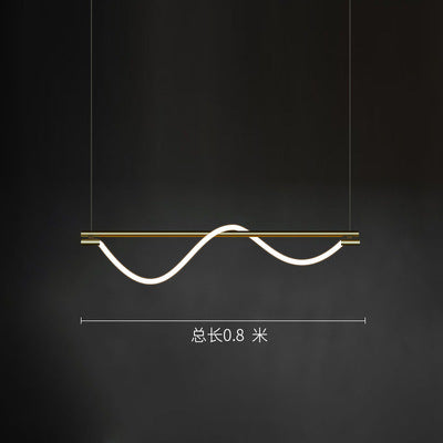 HEIKESZ Minimalist Chandelier for Restaurant Bar Long Dining Table Music Note Art Designer LED Tube Winding Line Lamp