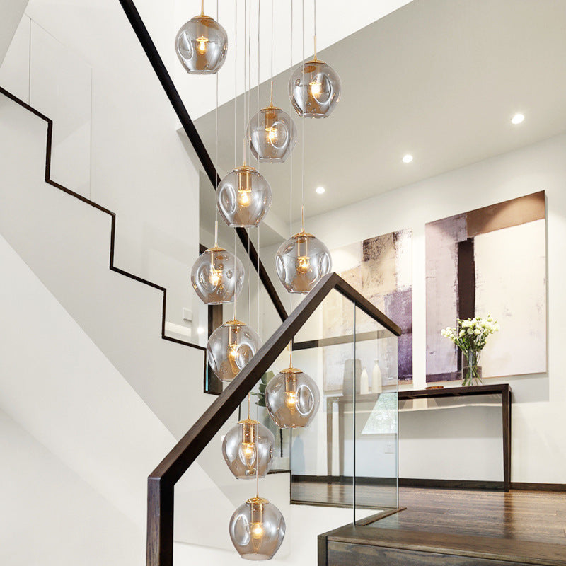 HEIKESZ Nordic Modern Minimalist Glass Chandelier Luxury Meteor Shower Long Pendant Light for Living Room Dining Bedroom Ceiling