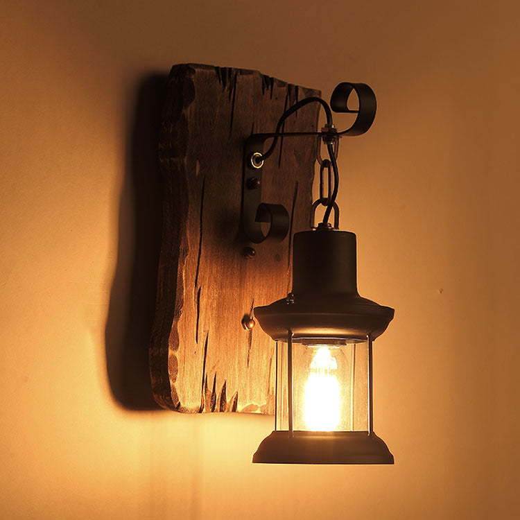 HEIKESZ Vintage Industrial Wall Light American Retro Loft Style Solid Wood Creative Decor for Bar Cafe Restaurant