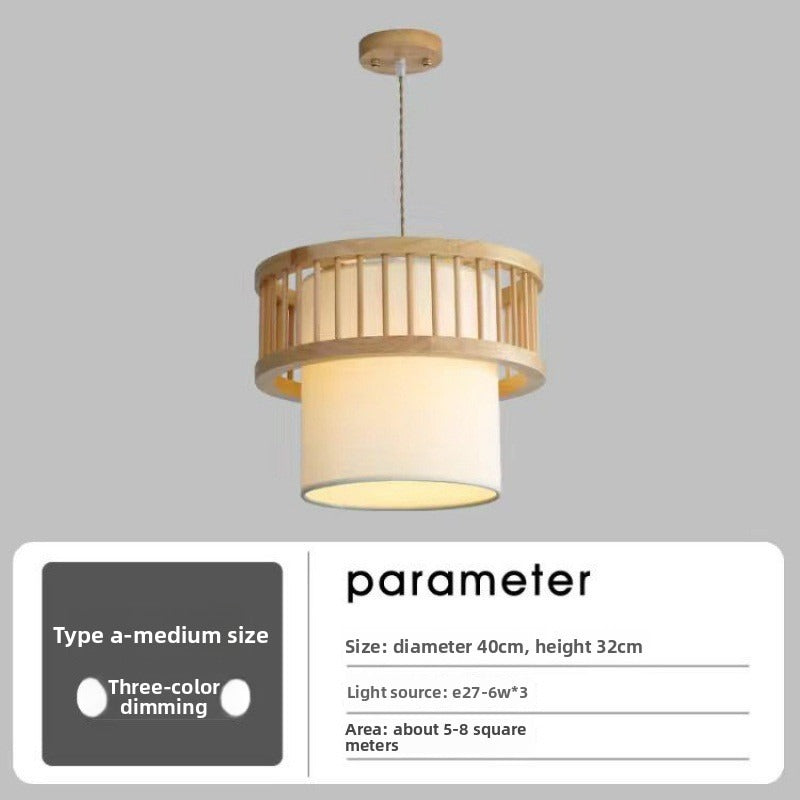 HEIKESZ Nordic Solid Wood Pendant Light for Restaurant Dining Room Japanese Style Bedroom Ceiling Lamp with Hanging Wire