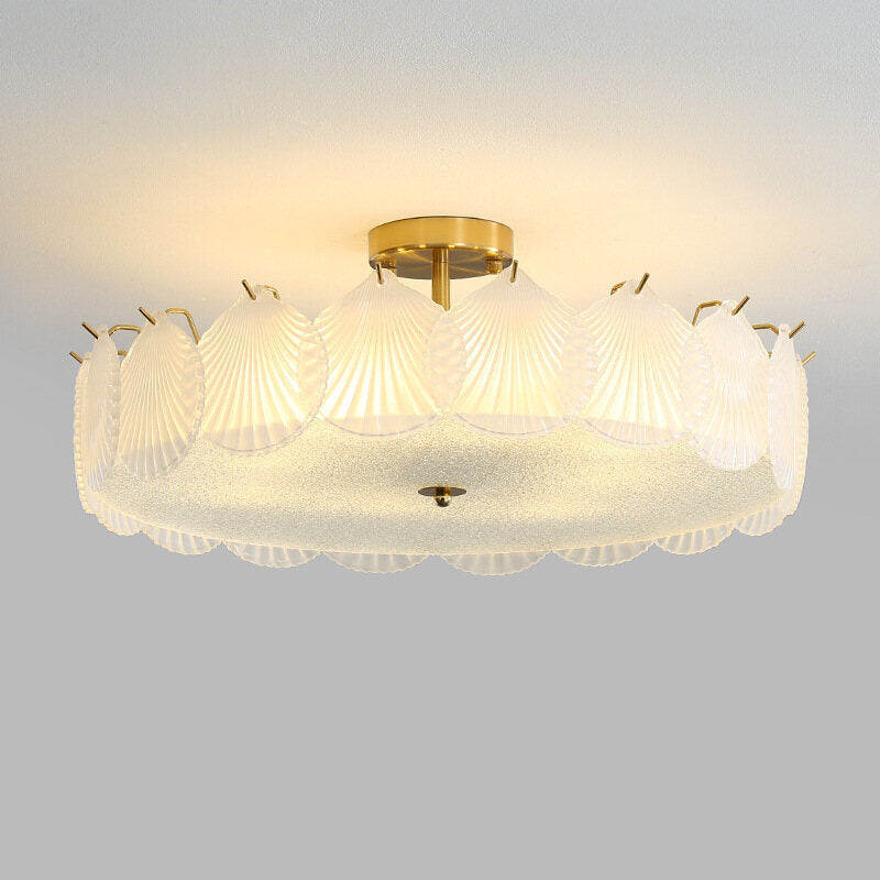 New Living Room Crystal Glass Ceiling Lamp Internet Celebrity Romantic Shell Crystal Ceiling Lamp Modern Princess Room Bedroom Light