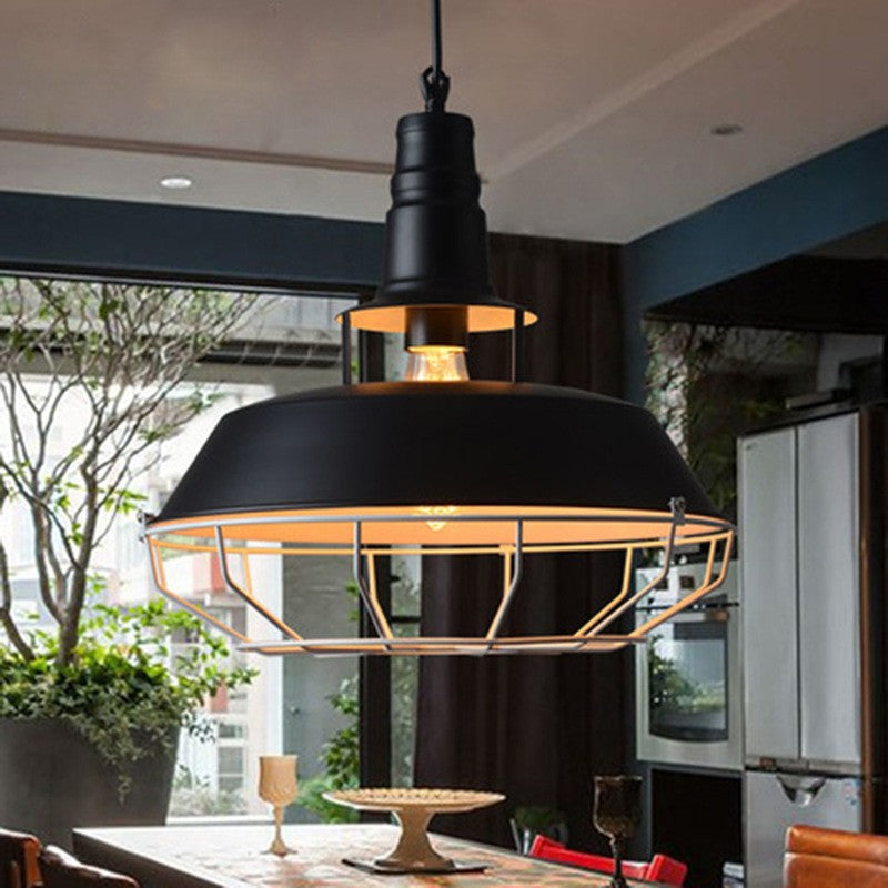 HEIKESZ American Retro Coffee Shop Bar Lamp Industrial Nordic Loft Pot Cover Balcony Restaurant Bar Iron Fishing Line Lamps