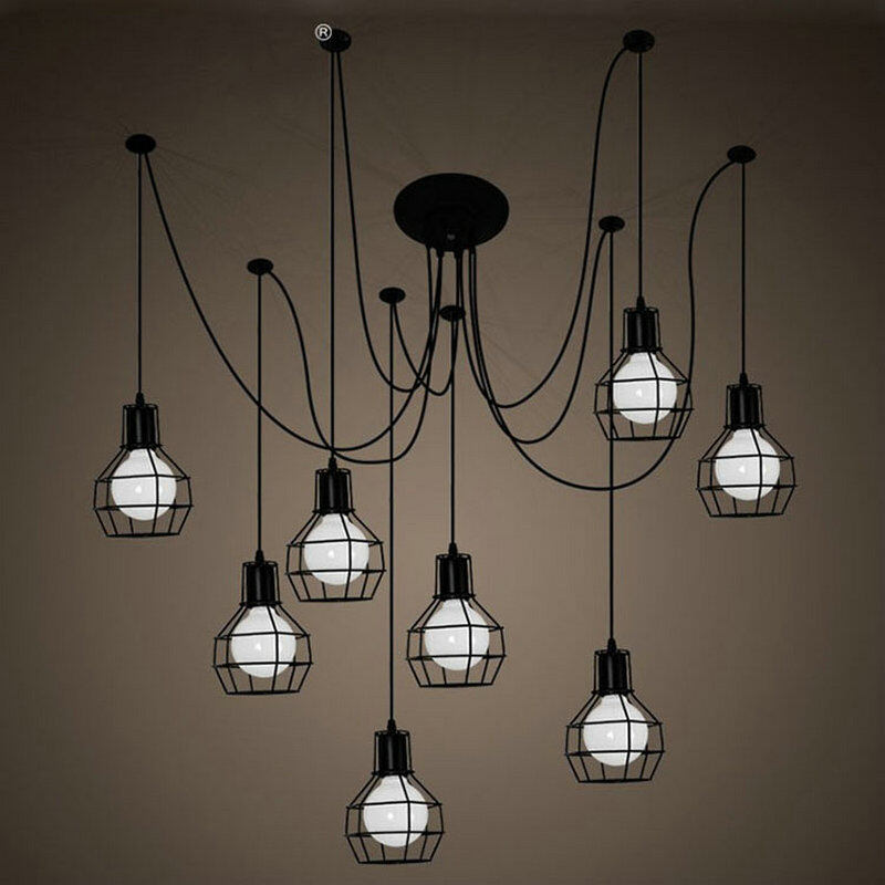 HEIKESZ Fairy Loose Flower Chandelier Creative American Country Iron Droplight Iron Cage Industrial Style Simple Multi-Head american style retro outdoor indoor retro bedroom lamp american-style Industrial wind