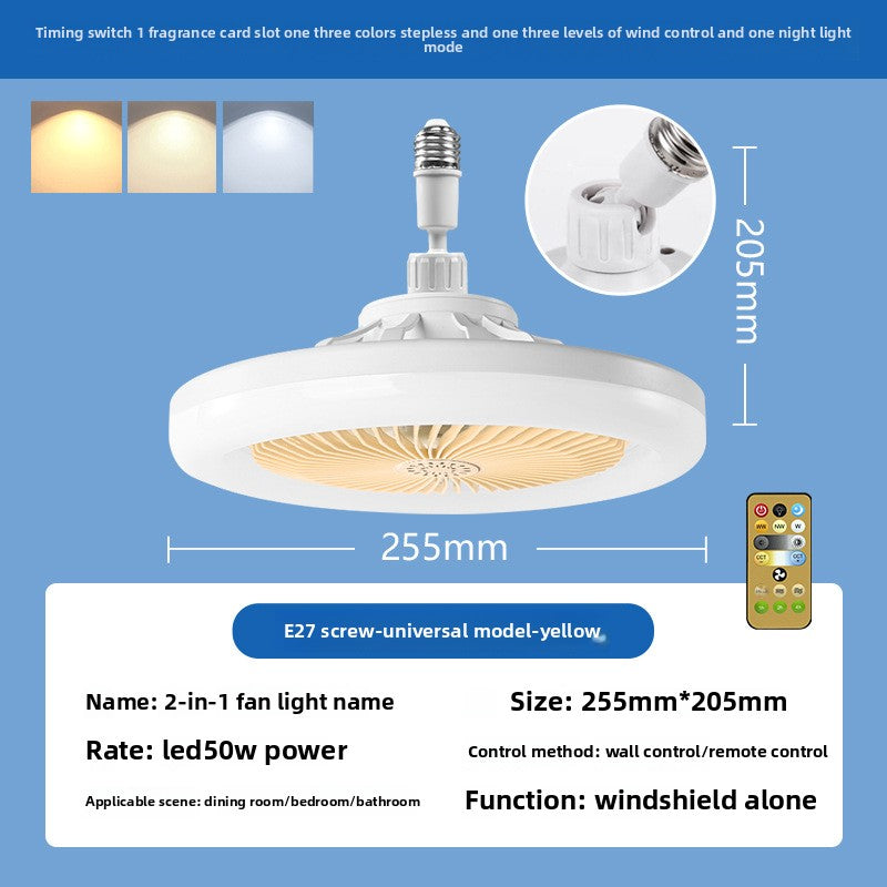 New LED Fan Light E27 Screw Bulb Removable Energy Saving Remote Control Stepless Dimming Ceiling Lamp