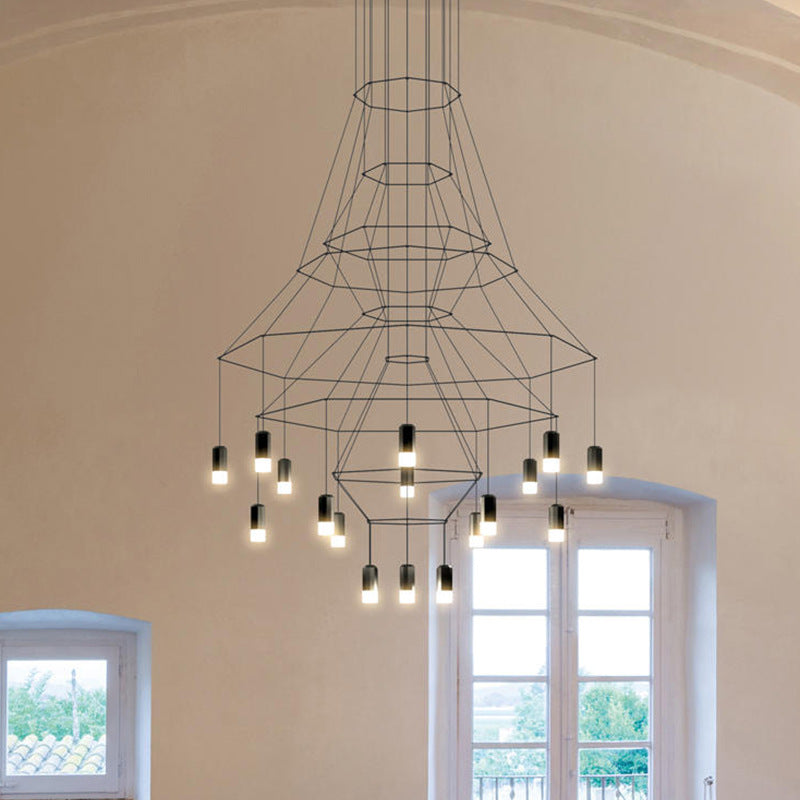 HEIKESZ Nordic Long Line Chandelier for Hotel Lobby Living Room Staircase Villa High Rise Duplex Modern Lighting Decor