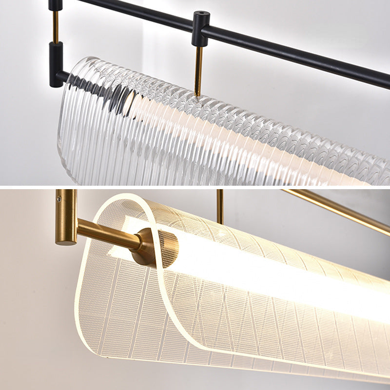 HEIKESZ Italian Minimalist Chandelier Creative Art Strip Light for Dining Room Bar Kitchen Island