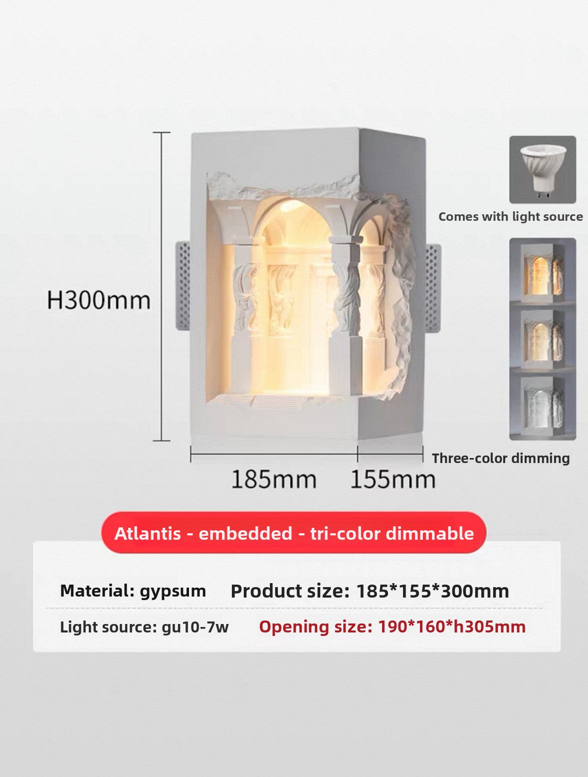 HEIKESZ Atlantis Gypsum Wall Light Built-in Corner LED Night Light Motion Sensor for Corridor Homestay Lighting