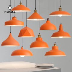 HEIKESZ Industrial Style Simple Orange Creative Personalized Art Catering Restaurant Commercial Orange Single-Head Suspension Wire Dining Chandelier