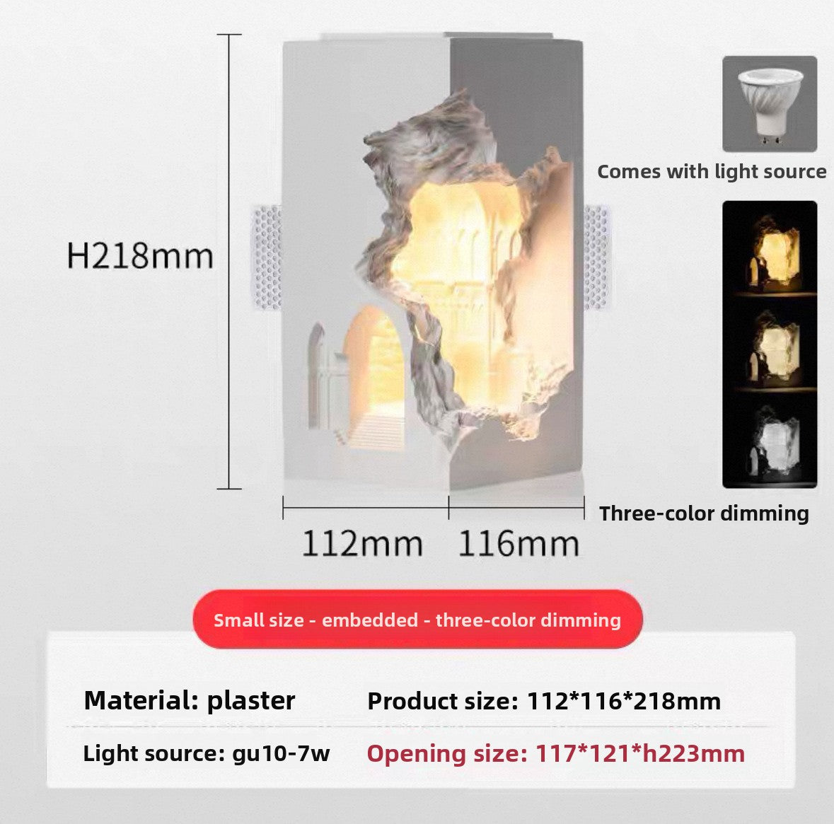 HEIKESZ Atlantis Gypsum Wall Light Built-in Corner LED Night Light Motion Sensor for Corridor Homestay Lighting