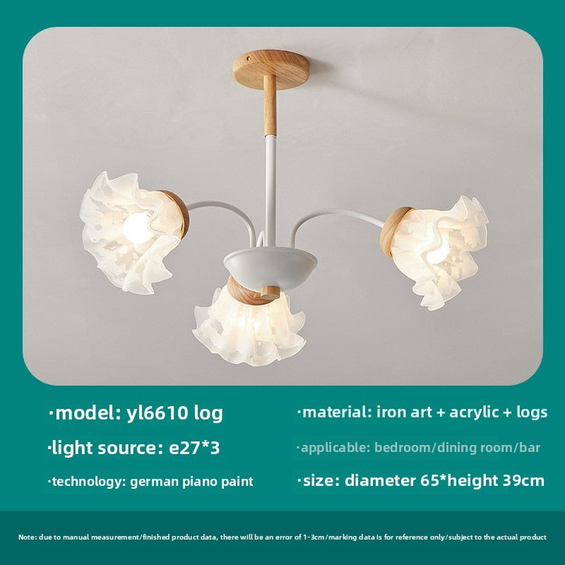 HEIKESZ Nordic living room chandelier solid wood bedroom lighting creative lily of the valley children's room lighting French cream wind retro dining room lighting fixtures for celling lighting