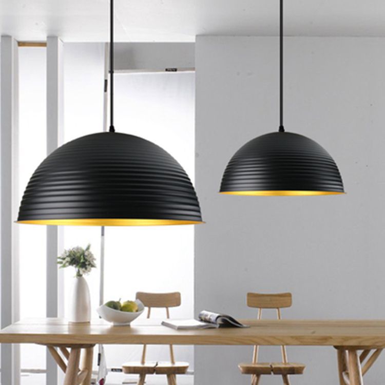 HEIKESZ Modern Simple Black Single Chandelier Single Head Semicircle Lampshade Creative Bar Personalized Restaurant Internet Bar Pot Cover Chandelier