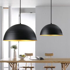 HEIKESZ Modern Simple Black Single Chandelier Single Head Semicircle Lampshade Creative Bar Personalized Restaurant Internet Bar Pot Cover Chandelier