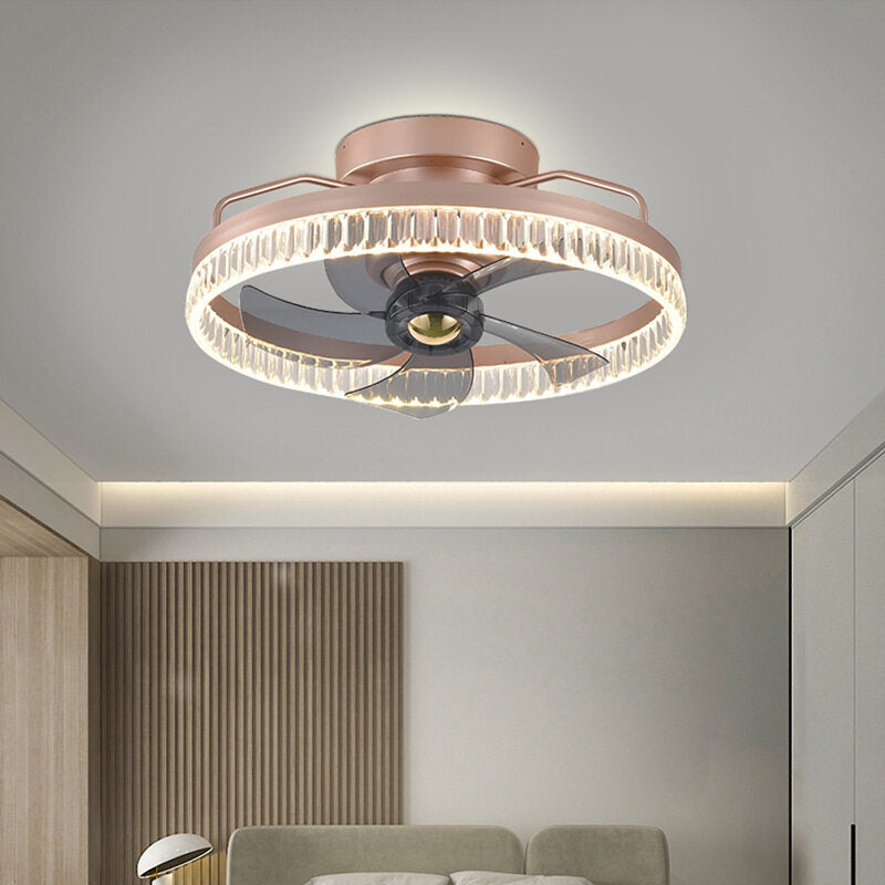 HEIKESZ Electric Fan Chandelier LED Drop Lights Modern Ceiling Fan with Mute Function Nordic Design for Dining Room and Home