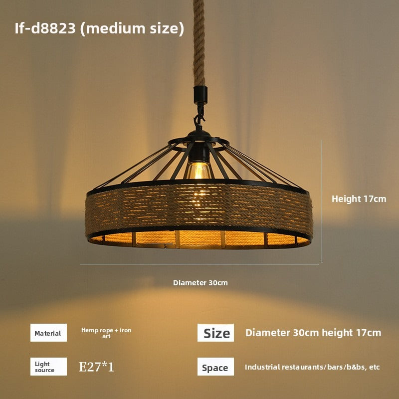 HEIKESZ Vintage Rope Ceiling Light Industrial Iron Pendant Lamp for Restaurant Bar Clothing BBQ Shop Retro Decor Commercial Lighting