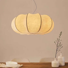 HEIKESZ Silk dining room chandelier simple creative living room hall light advanced feeling cream wind bedroom study stairs pumpkin lamp light fixtures for celling light
