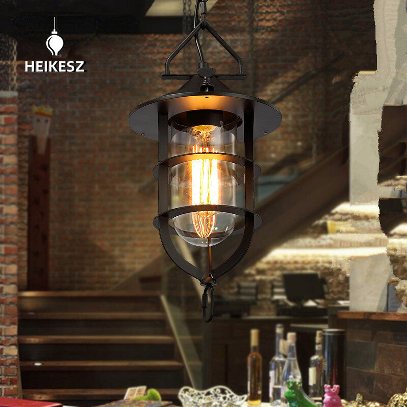 HEIKESZ American Industrial Style Retro Iron Art Chandelier Creative Restaurant Single-Head Droplight Birdcage Dock Chandelier Dining Chandelier american style retro outdoor indoor retro bedroom lamp american-style Industrial wind