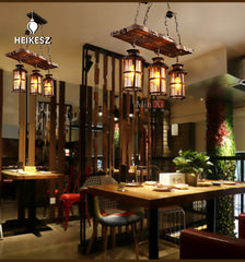 HEIKESZ American rural retro ship wood chandelier hot pot restaurant hotel bar counter bed and breakfast restaurant lamp industrial wind decorative lamp