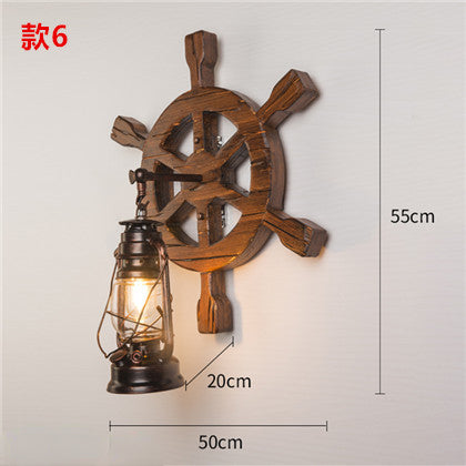 HEIKESZ American Retro Industrial Style Wall Lamp Restaurant Coffee Shop Bar Aisle Corridor Creative Solid Wood Hot Pot Restaurant Bar Lamp LED Light for Bedroom Night Aesthetic Room Lamp