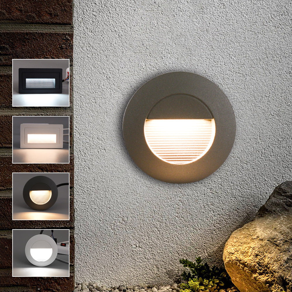 Heikesz Waterproof LED Step Light Outdoor Concealed Stair Ladder Footlight Embedded Wall Lamp for Safe Night Lighting