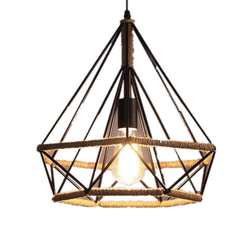 HEIKESZ Nordic Restaurant Creative Single-Head Three-Head Loft Chandelier Art Diamond Iron Industrial Retro Bar Chandelier american style retro outdoor indoor retro bedroom lamp american-style Industrial wind