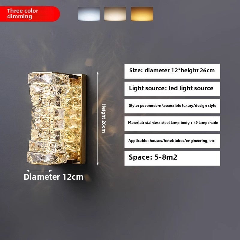 HIEKESZ craftsman light luxury bedside crystal lamp staircase porch lamp light luxury living room sofa TV background wall grille wall lamp light fixtures for celling light