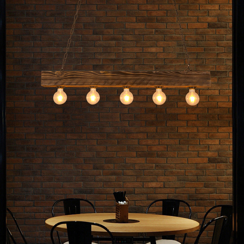 HEIKESZ Retro Solid Wood Lamp Dining Room/Living Room Restaurant Hot Pot Restaurant Private Room Creative Industrial Style Bar Counter Coffee Shop Cross-Border Chandelier LED Light for Bedroom Night Aesthetic Room Lamp