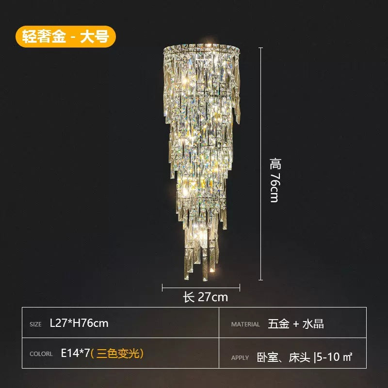 HEIKESZ Cross Border Luxury Crystal Wall Light Bedroom Nightstand Lamp French Sconce for Living Room Background Wall Ambience