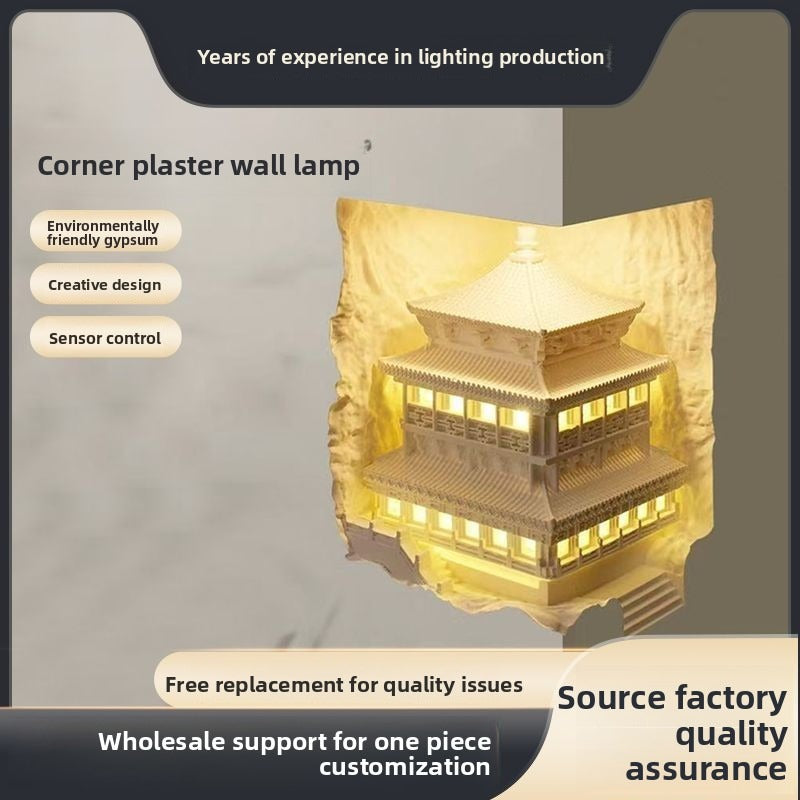 HEIKESZ Atlantis Gypsum Wall Light Built-in Corner LED Night Light Motion Sensor for Corridor Homestay Lighting