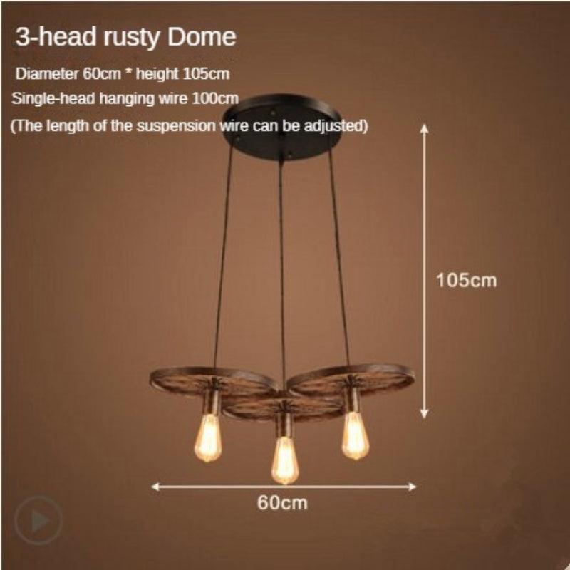 HEIKESZ LOFT Industrial Wind Restaurant and Cafe Pendant Lamp American Retro Bar Clothing Store Decorative Personality Wheel Decoration Light LED Light for Bedroom Night Aestitic Room Lamp
