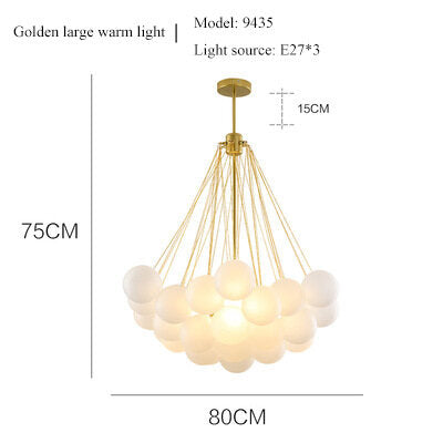 Nordic Light Luxury Glass Ball Chandelier Lamp in the Living Room Bedroom Light Model Room Lamp Clothing Store Modern Minimalist Dining Chandelier