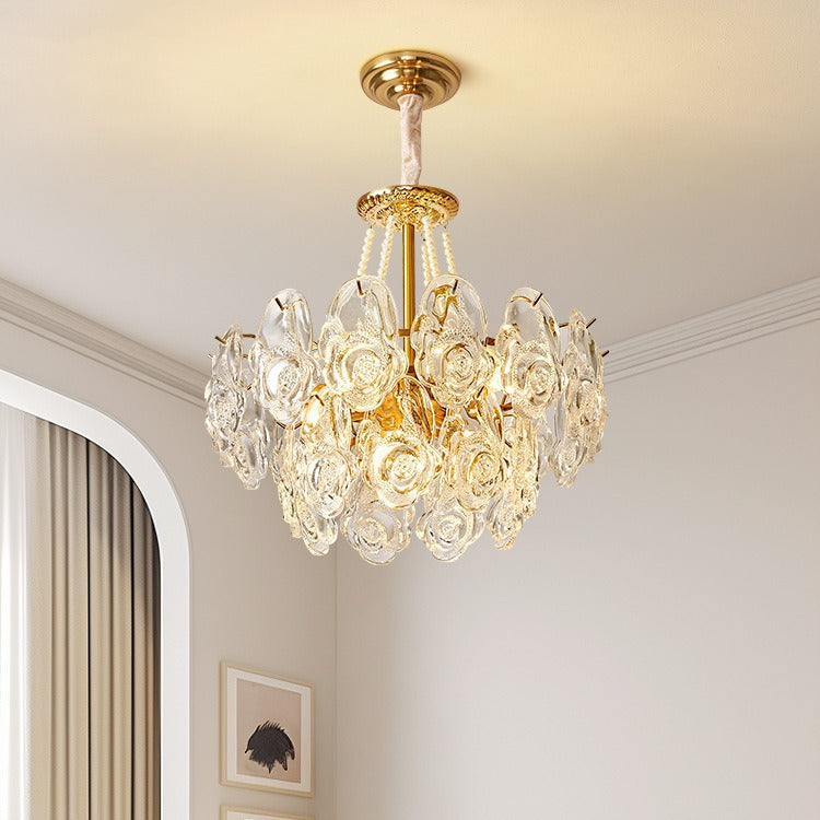 HEIKESZ French light luxury living room chandelier modern hall main light 2024 new creative cream wind rose dining room light lamp light fixtures for celling light