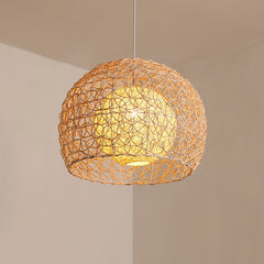HEIKEZ Japanese branch chandelier, simple and creative personality, rattan countryside, simple bedroom, living room, balcony, dining room, circular ball lamp, ceiling lighting fixture